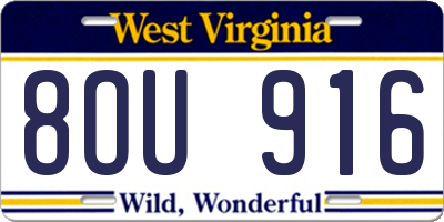 WV license plate 8OU916