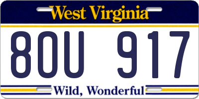 WV license plate 8OU917