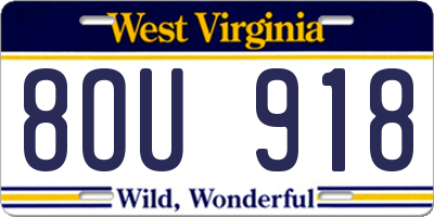 WV license plate 8OU918