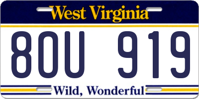 WV license plate 8OU919