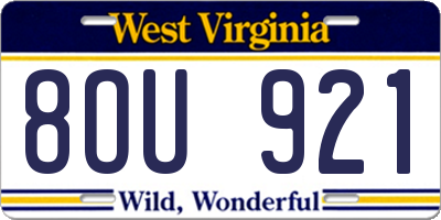 WV license plate 8OU921