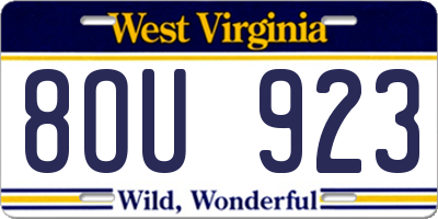 WV license plate 8OU923