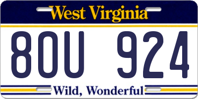 WV license plate 8OU924