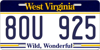 WV license plate 8OU925