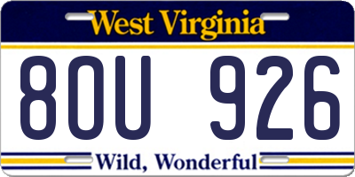 WV license plate 8OU926