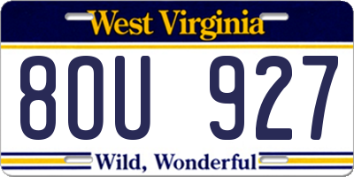 WV license plate 8OU927