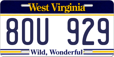 WV license plate 8OU929
