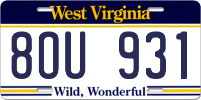 WV license plate 8OU931