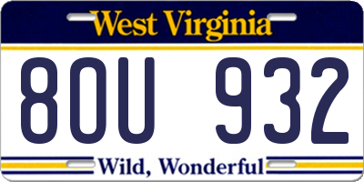 WV license plate 8OU932