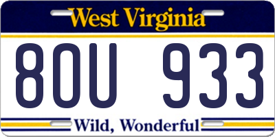 WV license plate 8OU933