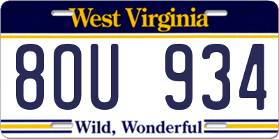 WV license plate 8OU934