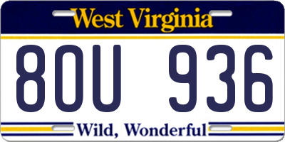 WV license plate 8OU936