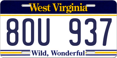 WV license plate 8OU937