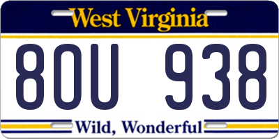 WV license plate 8OU938
