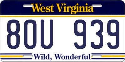 WV license plate 8OU939