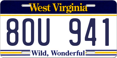 WV license plate 8OU941
