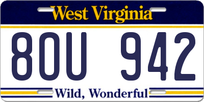 WV license plate 8OU942