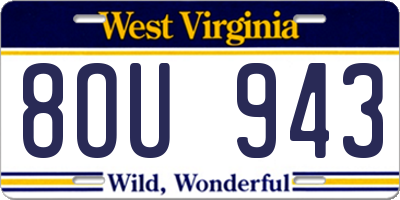 WV license plate 8OU943