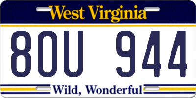 WV license plate 8OU944