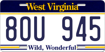 WV license plate 8OU945