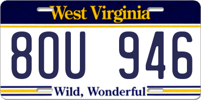 WV license plate 8OU946