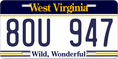 WV license plate 8OU947