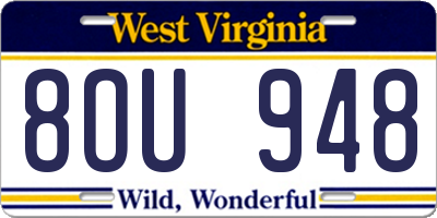 WV license plate 8OU948