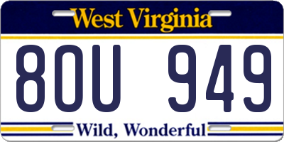 WV license plate 8OU949