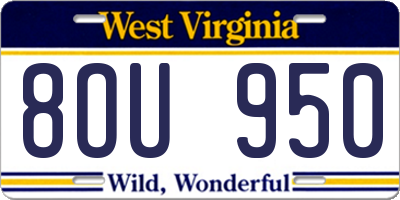 WV license plate 8OU950