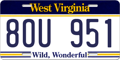 WV license plate 8OU951
