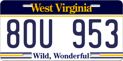 WV license plate 8OU953