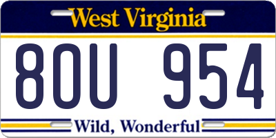 WV license plate 8OU954