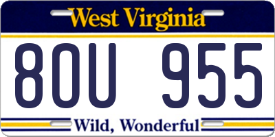 WV license plate 8OU955