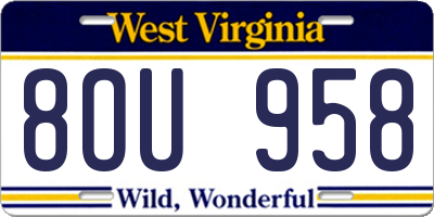 WV license plate 8OU958
