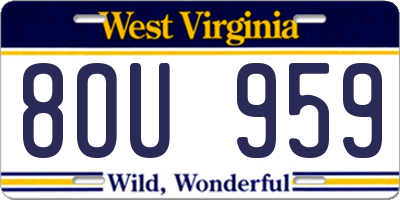 WV license plate 8OU959