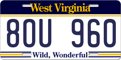 WV license plate 8OU960