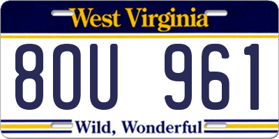 WV license plate 8OU961