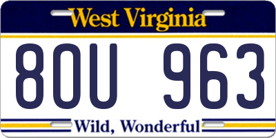 WV license plate 8OU963