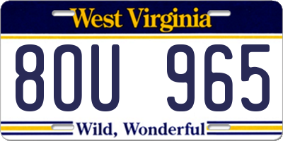 WV license plate 8OU965
