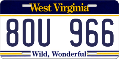 WV license plate 8OU966