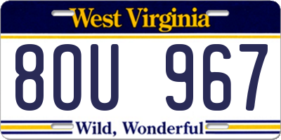 WV license plate 8OU967