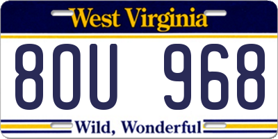 WV license plate 8OU968