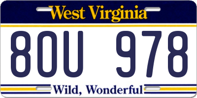 WV license plate 8OU978