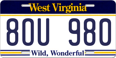 WV license plate 8OU980