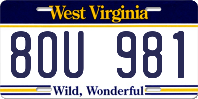 WV license plate 8OU981