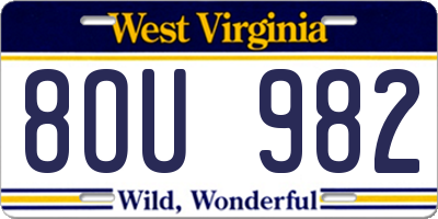 WV license plate 8OU982