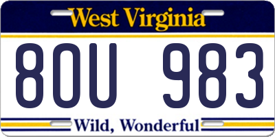 WV license plate 8OU983