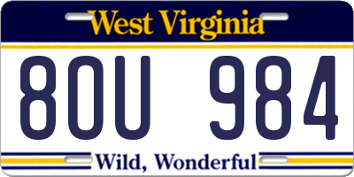 WV license plate 8OU984