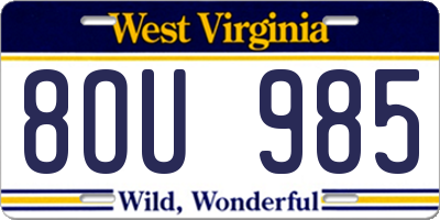 WV license plate 8OU985