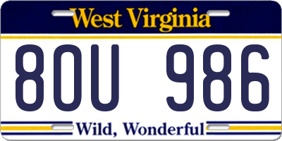 WV license plate 8OU986